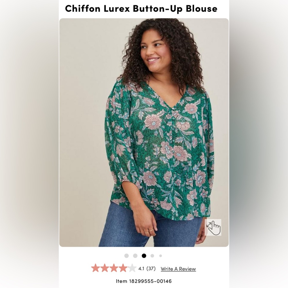 Torrid Chiffon Lurex Button-Up Blouse
